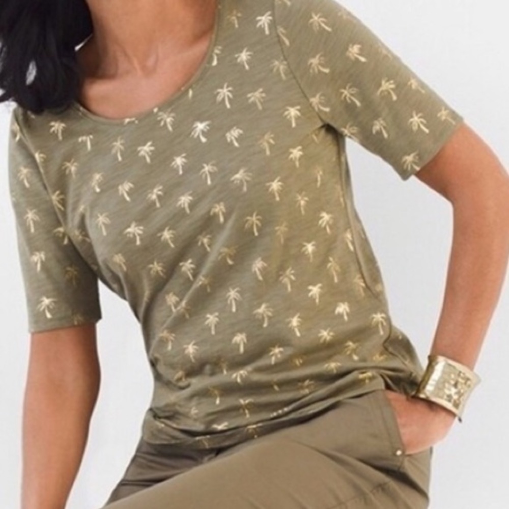Chico’s gold foil palm tree - TEE